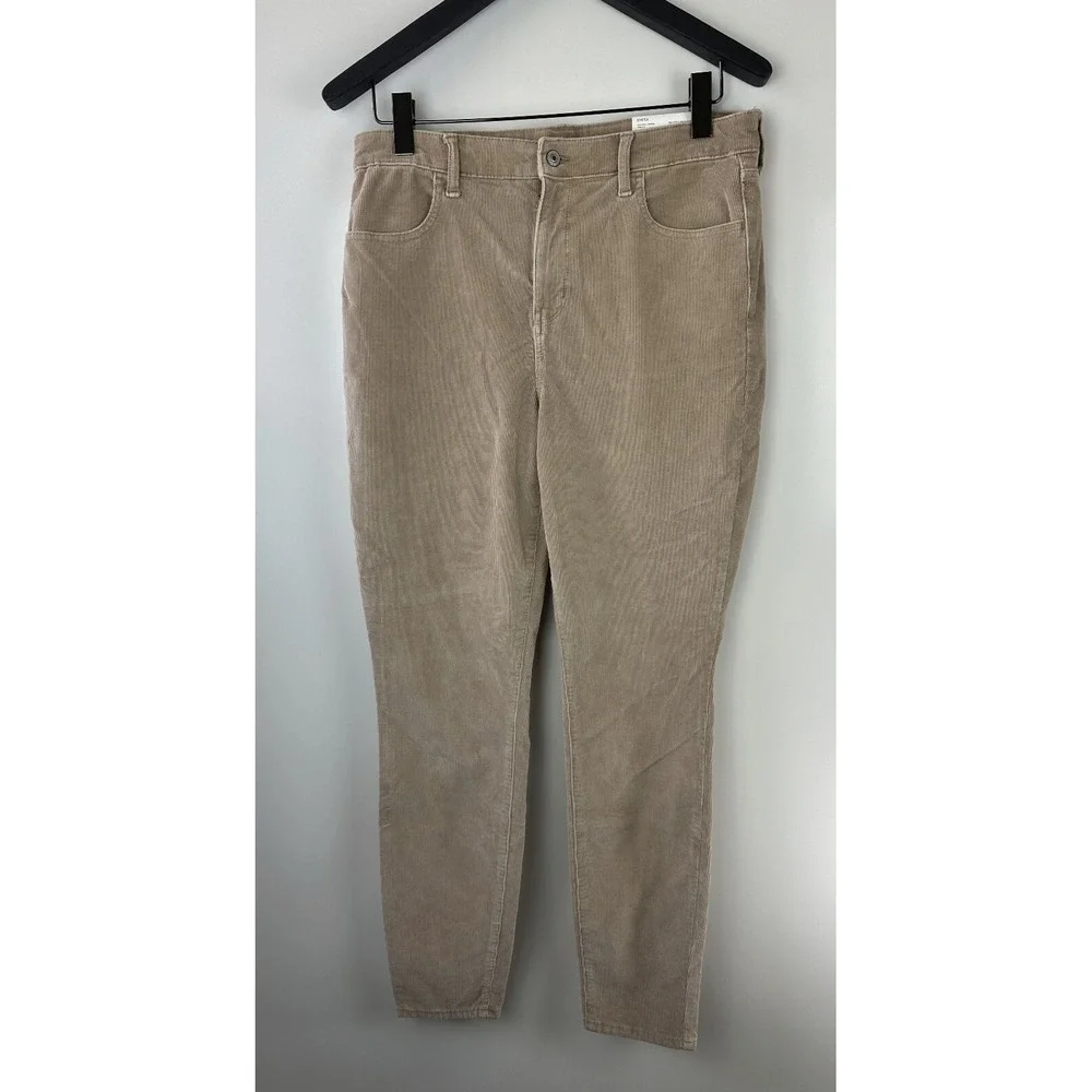 NWT AE Stretch High Waisted Corduroy Jegging Pant American Eagle Tan 14 Long 32w - Picture 3 of 12